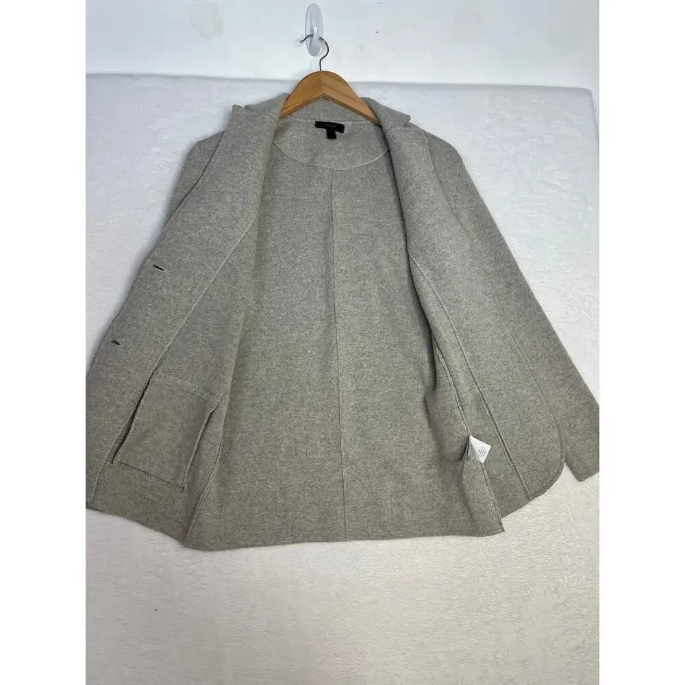 J. Crew Black Label 100% Merino Wool Gray Sweater Blazer Career Preppy sz XXS